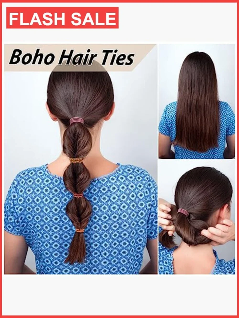 10Pcs Boho Hair Ties Elastic Ponytail Holders Set No Damage